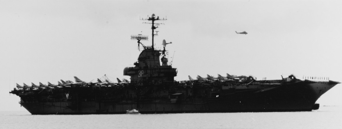 USS Shangri-La (CVS-38) arriving at Roosevelt Roads, Puerto Rico, 11 February 1970.